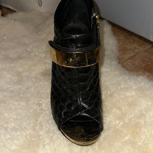 Giuseppe Zanoti Snake Skin open toe booties